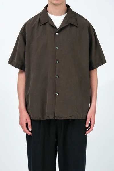 A.PRESSE Natural Silk S/S Open Collar Shirt
