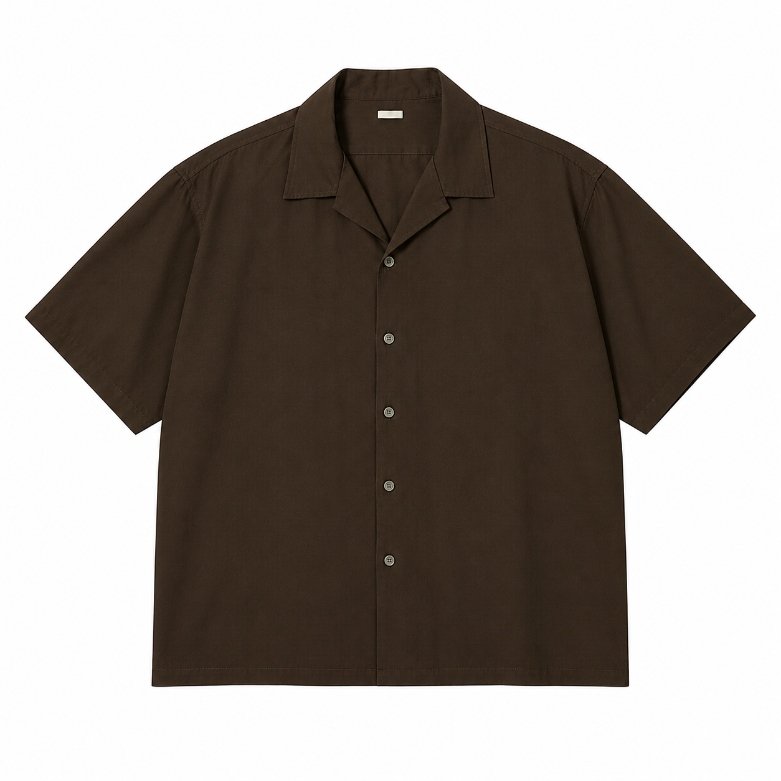A.PRESSE Natural Silk S/S Open Collar Shirt
