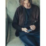 A.PRESSE Cashmere Leather Combination Cardigan Black