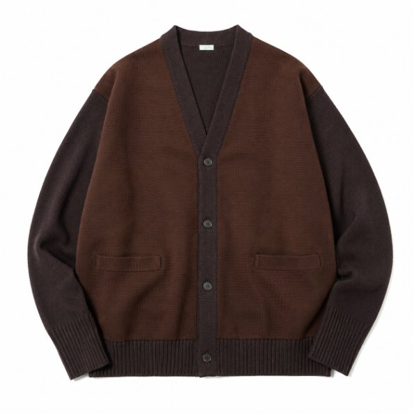 【A.PRESSE】Cashmere Leather Cardigan A.PRESSE Cashmere Leather Combination Cardigan Black