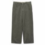 A.PRESSE Vintage Black Chambray Work Pants in washed black chambray fabric with relaxed fit and premium workwear-inspired design.