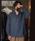 A.PRESSE Vintage Silk SS Open Collar Shirt