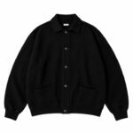 A.PRESSE Vintage Sweat Cardigan Black premium cotton streetwear cardigan for men featuring relaxed fit and vintage-inspired design.