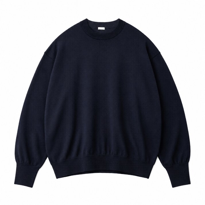 A.PRESSE Wool Knit Crew Neck Sweater Navy | Premium Fit
