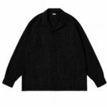 A.PRESSE Silk Nep Loop Collar Shirt in premium silk nep fabric, relaxed fit, front view