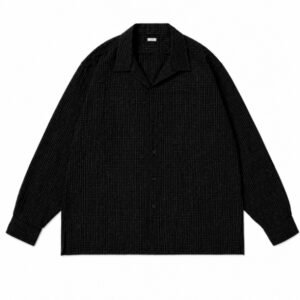 A.PRESSE Silk Nep Loop Collar Shirt in premium silk nep fabric, relaxed fit, front view