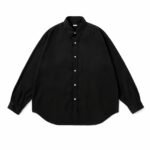 A.PRESSE Twill Regular Collar Shirts Black front view – premium black twill shirt for men
