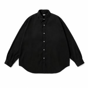 A.PRESSE Twill Regular Collar Shirts Black front view – premium black twill shirt for men