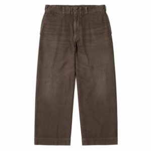 A.PRESSE Vintage Twill Work Pants Brown – men’s vintage brown twill workwear pants