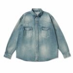 A.PRESSE Vintage Western Denim Shirt in premium vintage-inspired denim for men's USA streetwear