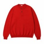 A.PRESSE Wool Knit Henley Neck Sweater front view in premium knitwear style