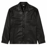A.PRESSE Leather Open Collar Shirt in premium leather with relaxed streetwear fit