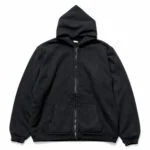 A.PRESSE Zip Hoodie in premium heavyweight cotton featuring a full-zip front, adjustable drawstring hood, ribbed cuffs and hem, and a vintage-inspired relaxed fit for everyday casual wear.