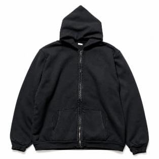 A.PRESSE Zip Hoodie in premium heavyweight cotton featuring a full-zip front, adjustable drawstring hood, ribbed cuffs and hem, and a vintage-inspired relaxed fit for everyday casual wear.