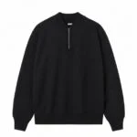 A.PRESSE vintage half zip sweatshirt featuring a relaxed fit, premium cotton fabric, and minimalist design in a classic neutral tone.