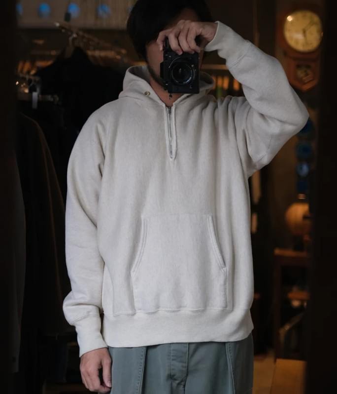 A.PRESSE 2025 Style1 Vintage Half Zip Sweat Hoodie 1