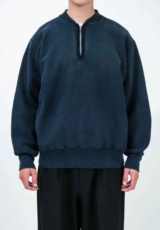 A.PRESSE Half Zip Rib Collar Sweatshirt 1