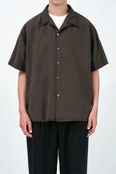 A.PRESSE Natural Silk SS Open Collar Shirt