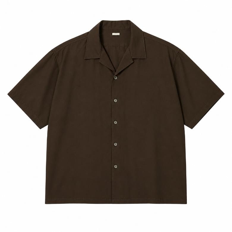 A.PRESSE Natural Silk S/S Open Collar Shirt in premium natural silk with relaxed fit and open collar design for modern streetwear styling.