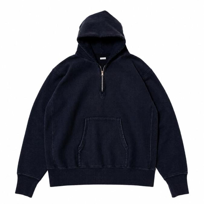 A.PRESSE Vintage Half Zip Sweat Hoodie A.PRESSE Vintage Half Zip Sweat Hoodie premium vintage washed half zip streetwear hoodie with relaxed fit and soft cotton fabric