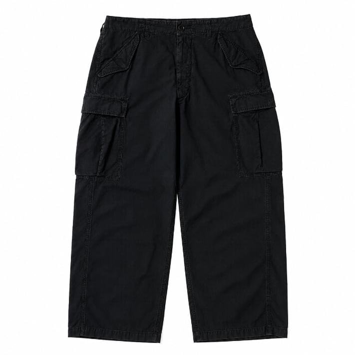 A.PRESSE Washed Silk Ripstop US Army M-51 Pants premium military cargo trousers with relaxed fit and washed vintage finish.