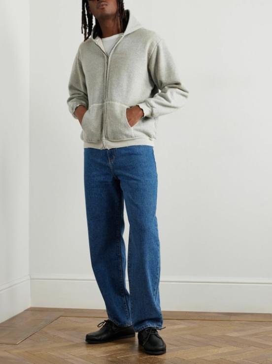 A.PRESSE Cotton-Fleece Zip-Up Hoodie