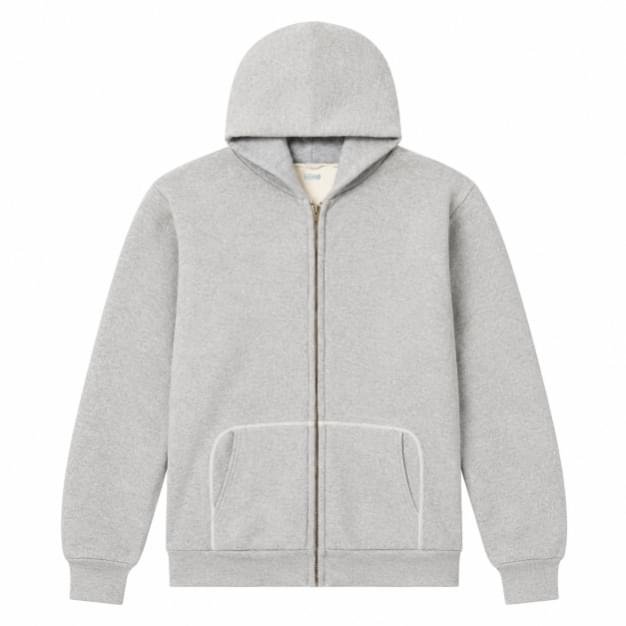 A.PRESSE Cotton-Fleece Zip-Up Hoodie premium men's streetwear hoodie with soft cotton fleece fabric, full zip closure, and relaxed fit design.