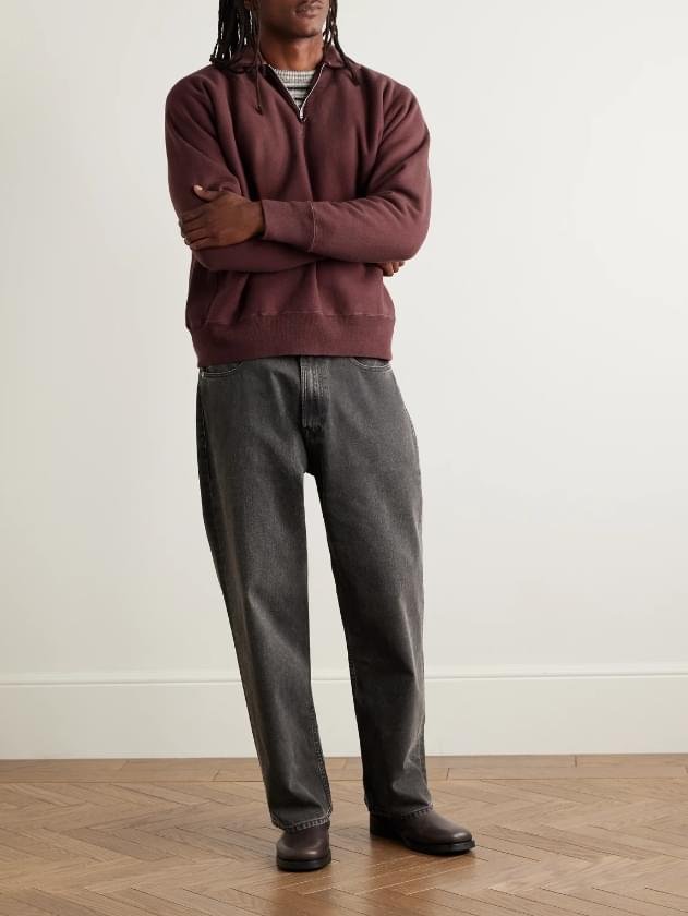 A.PRESSE Cotton Jersey Half Zip Sweatshirt 1