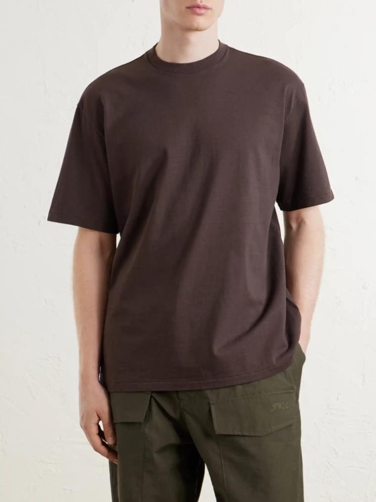 A.PRESSE Cotton Jersey T Shirt Brown 1