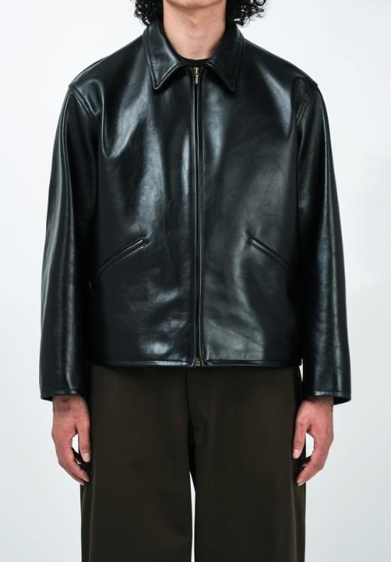 A.PRESSE Leather Sports Jacket Black 1