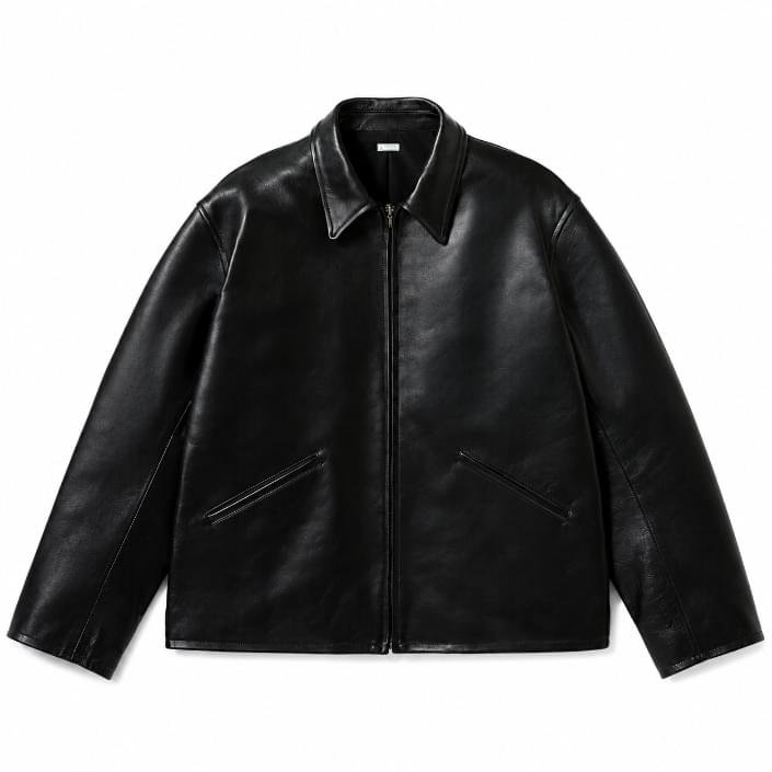 A.PRESSE leather Sports Jacket black premium men's leather streetwear jacket with classic sportswear silhouette and luxury finish