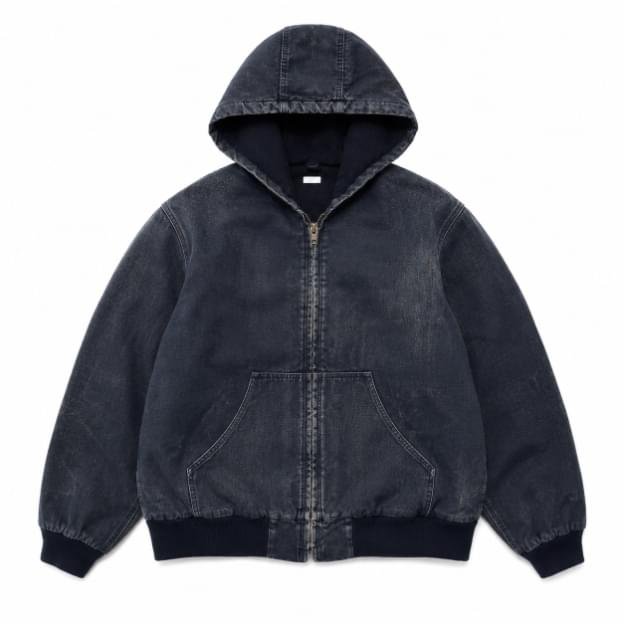 A.PRESSE Silk Linen Hooded Parka premium lightweight hooded jacket in breathable silk linen fabric for modern streetwear styling.