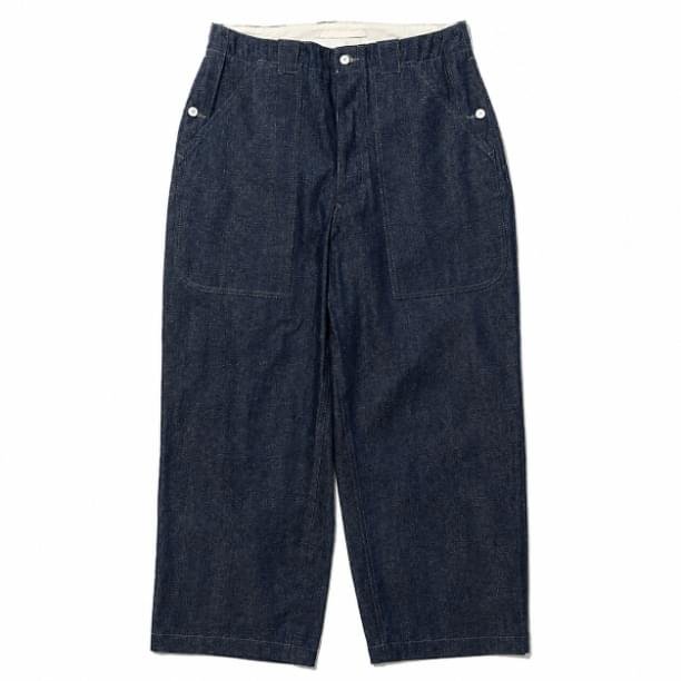 A.PRESSE Swiss Army Denim Work Trousers in premium vintage-inspired denim with relaxed fit and military workwear styling