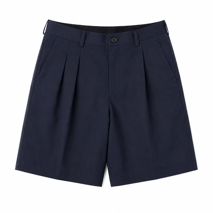 A.PRESSE Two Tuck Chino Shorts in premium cotton with relaxed two-tuck fit for everyday USA streetwear styling.