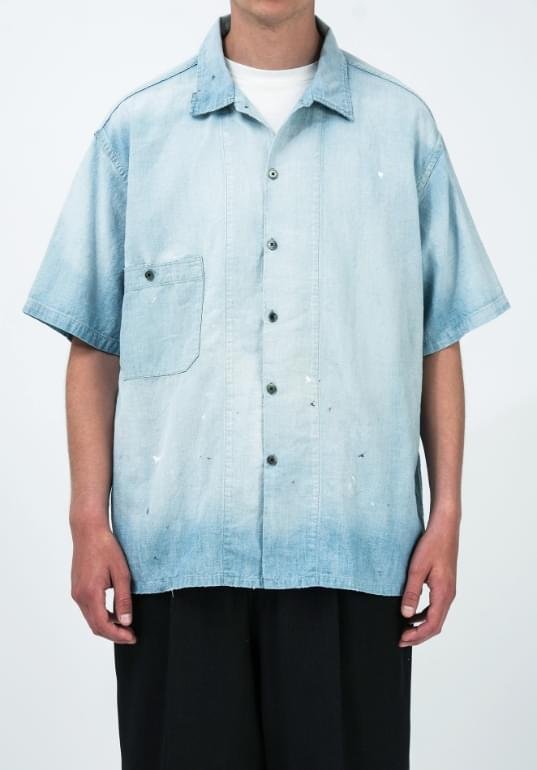 A.PRESSE Vintage Chambray SS Shirt Bleach