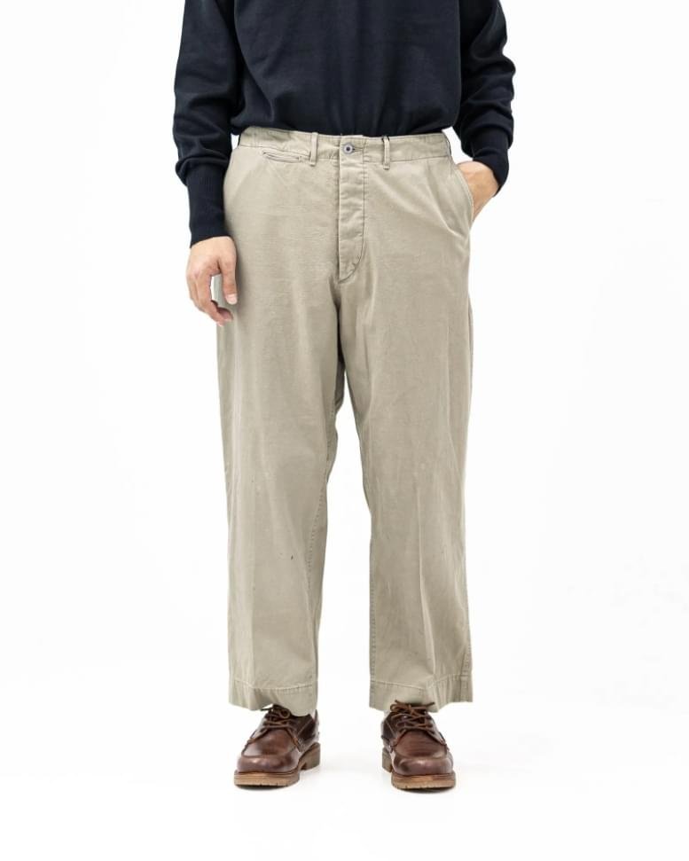 A.PRESSE Vintage Chino Trousers Greige 1