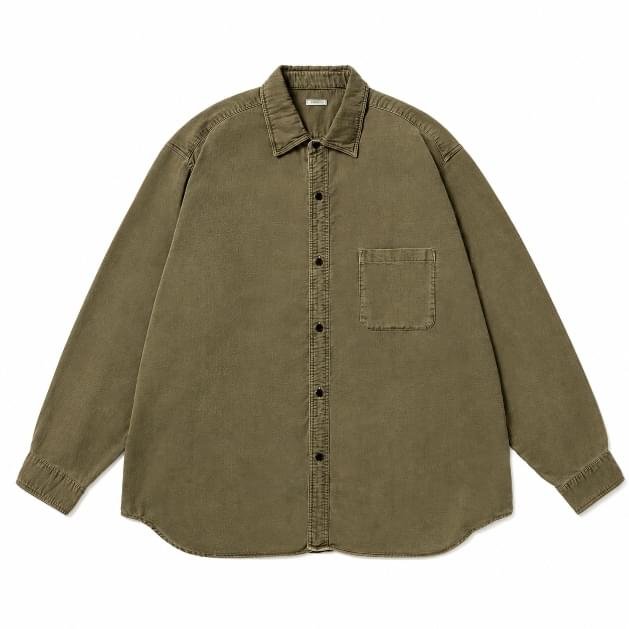 A.PRESSE Vintage Cotton Moleskin Shirt in premium cotton moleskin fabric with relaxed fit and vintage streetwear styling.