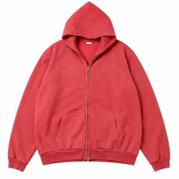 A.PRESSE Vintage Full Zip Sweat Hoodie in premium cotton fleece with vintage wash, full zipper closure, and relaxed streetwear fit for men.