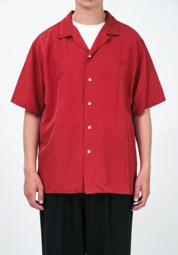 A.PRESSE Vintage SS Open Collar Shirt Red 1