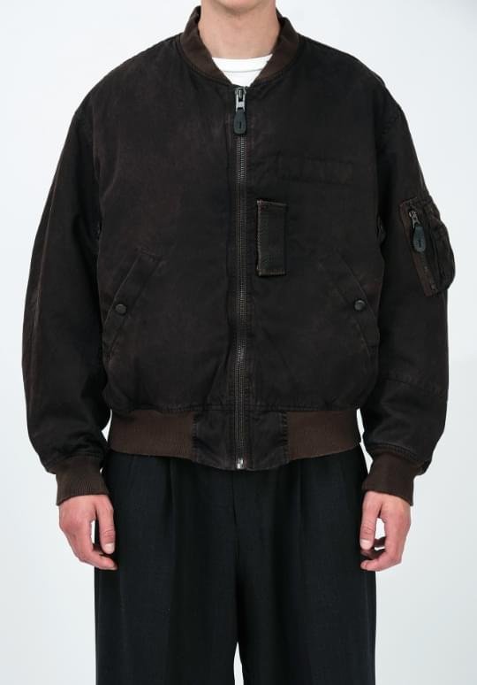 A.PRESSE Vintage Silk Flight Jacket Brown 1