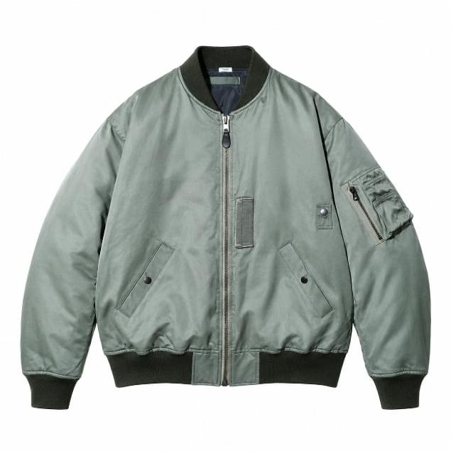 A.PRESSE Vintage Silk Flight Jacket Sage premium silk military-inspired streetwear jacket for men
