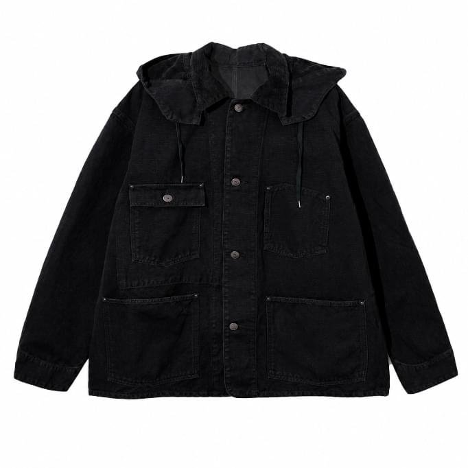 A.PRESSE Vintage Silk Hemp Coverall Jacket premium silk hemp workwear jacket with relaxed fit and vintage streetwear styling