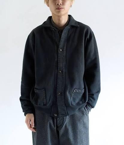 A.PRESSE Vintage Sweat Cardigan Black 1