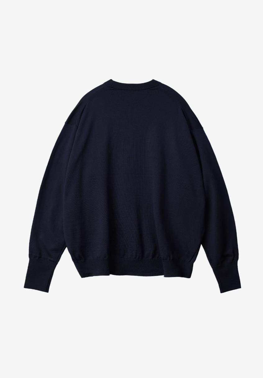 A.PRESSE Wool Knit Crew Neck Sweater Navy 1