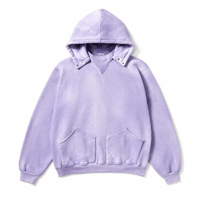 A.PRESSE Attached Snap Hood Sweat Parka relaxed hooded streetwear