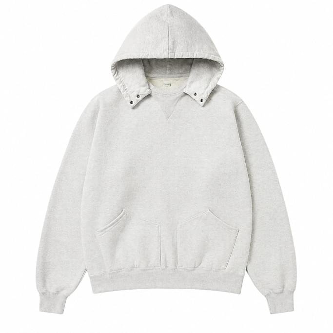 A.PRESSE Attached Snap Hood Sweats Parka premium hooded sweatshirt for USA streetwear