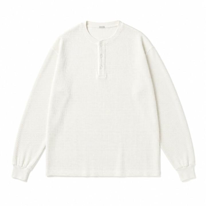 A.PRESSE cashmere blend long sleeve Henley neck shirt in premium streetwear style