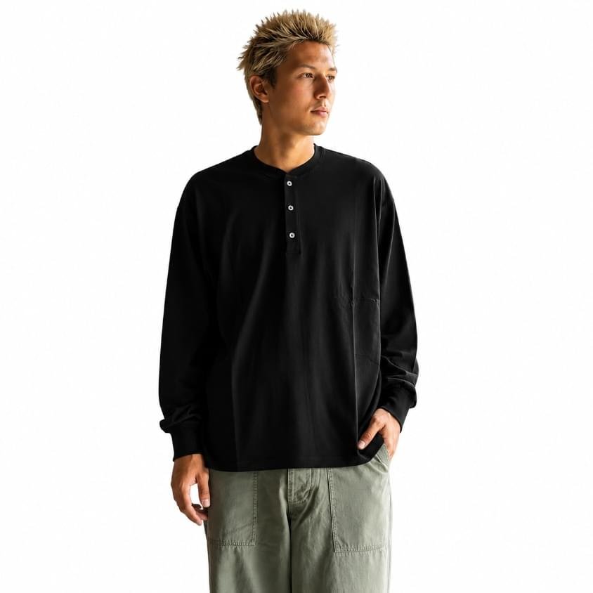 A.PRESSE Cashmere Blend Waffel Henley Neck Shirts