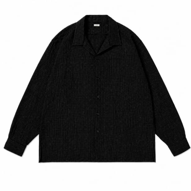 A.PRESSE Silk Nep Loop Collar Shirt in premium silk nep fabric, relaxed fit, front view