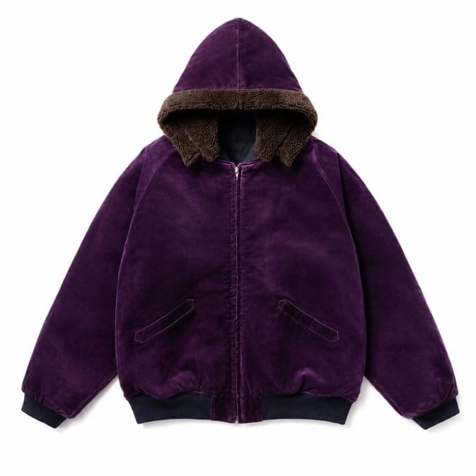 A.PRESSE Souvenir Velour Hooded Jacket in premium velour streetwear design